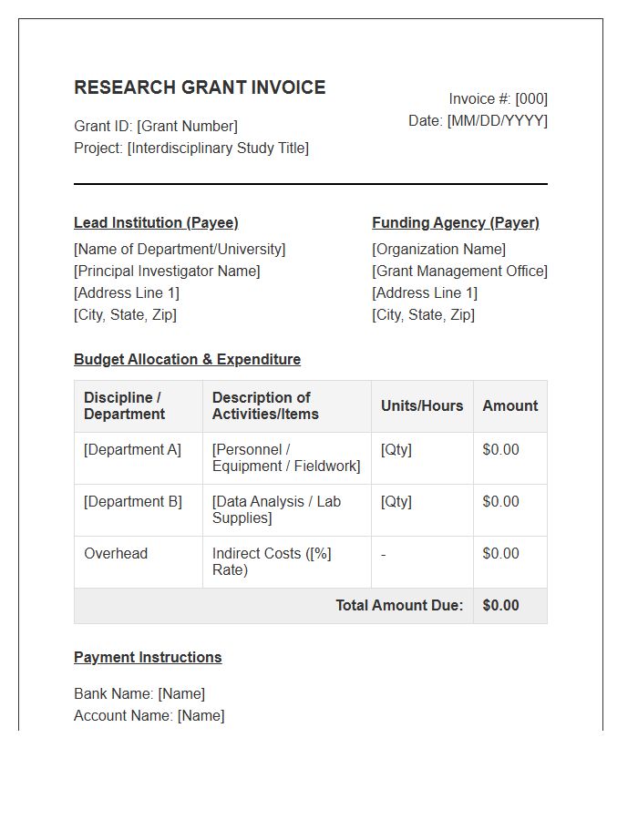 Interdisciplinary Research Grant Study Invoice Template