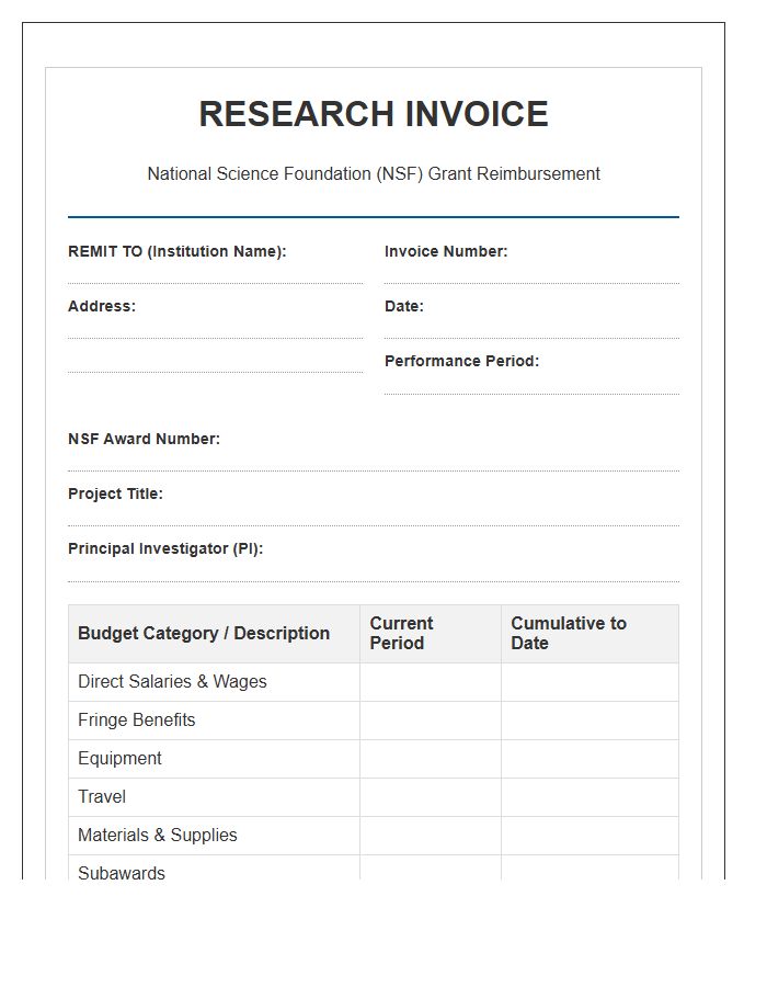 National Science Foundation Research Invoice Template