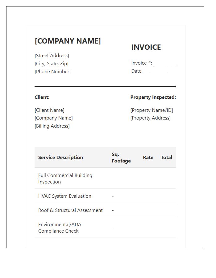 Commercial Building Inspection Service Invoice Template