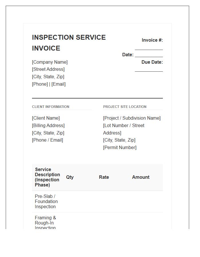New Construction Inspection Service Invoice Template