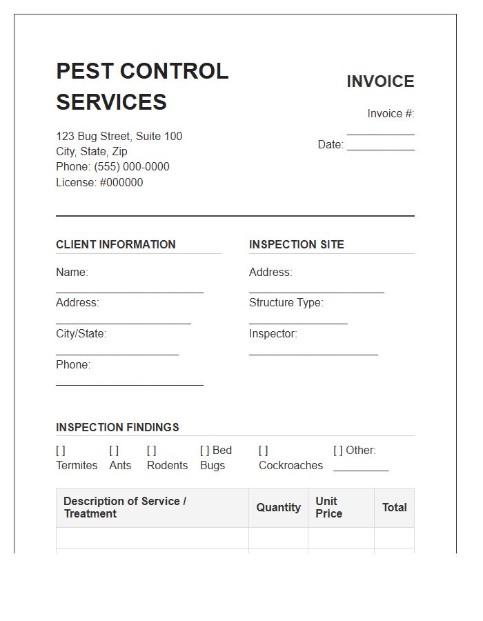 Termite And Pest Inspection Invoice Template