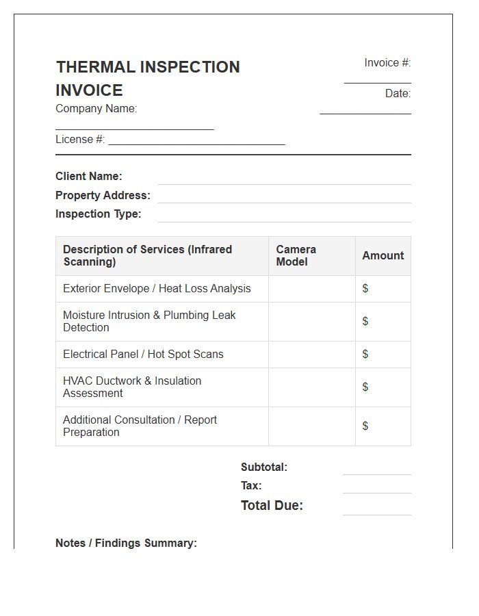 Thermal Imaging Home Inspection Invoice Template