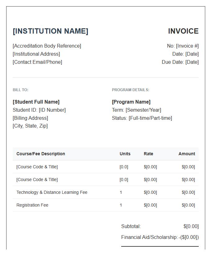 Accredited Online Program Invoice Template