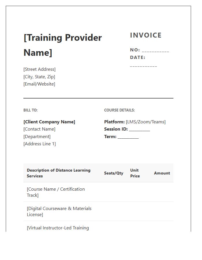 Corporate Distance Learning Invoice Template