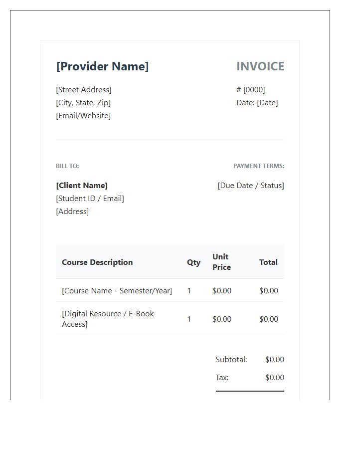 Digital Learning Course Invoice Template