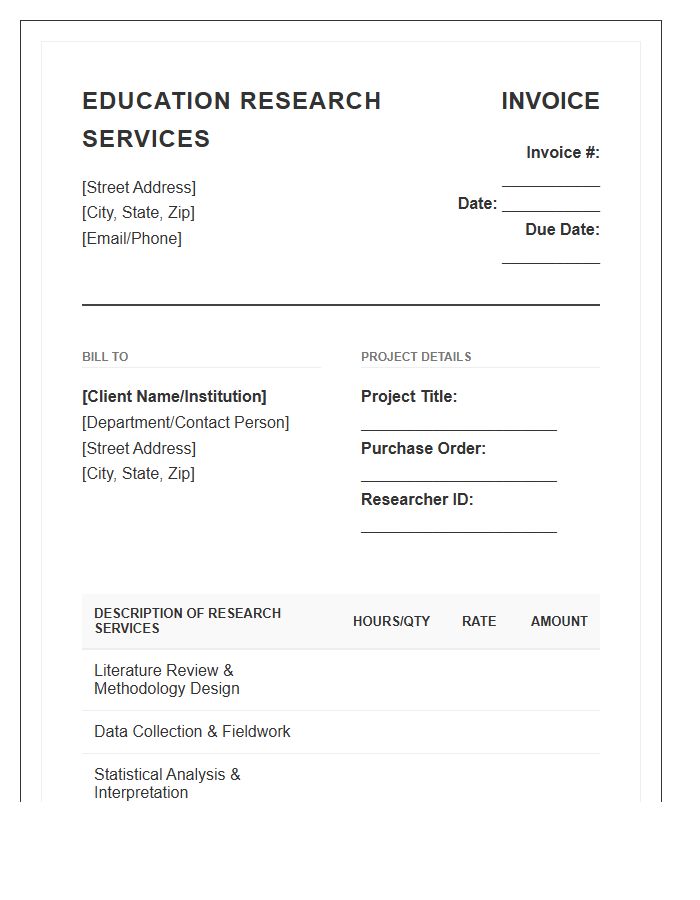 Professional Education Research Service Invoice Template