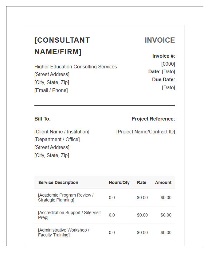 Professional Higher Education Consultant Invoice Template