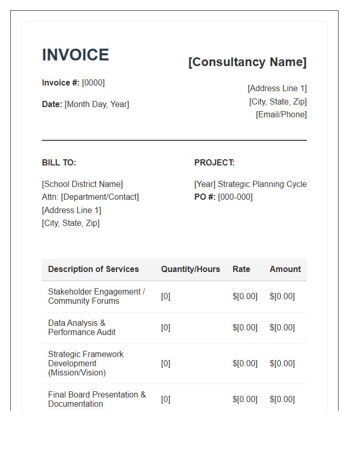 School District Strategic Planning Invoice Template