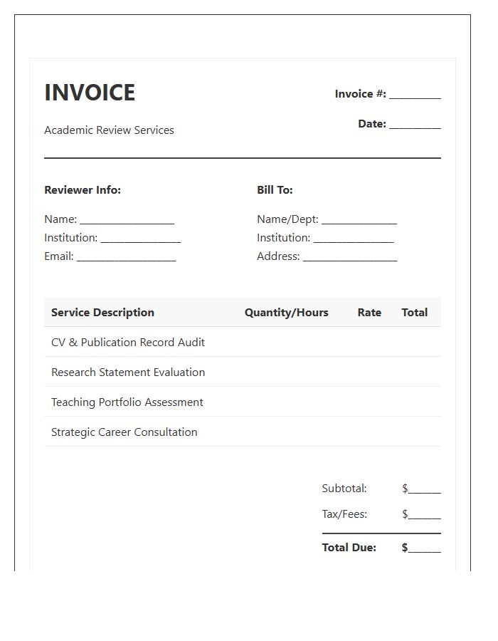 Academic Profile Review Invoice Template