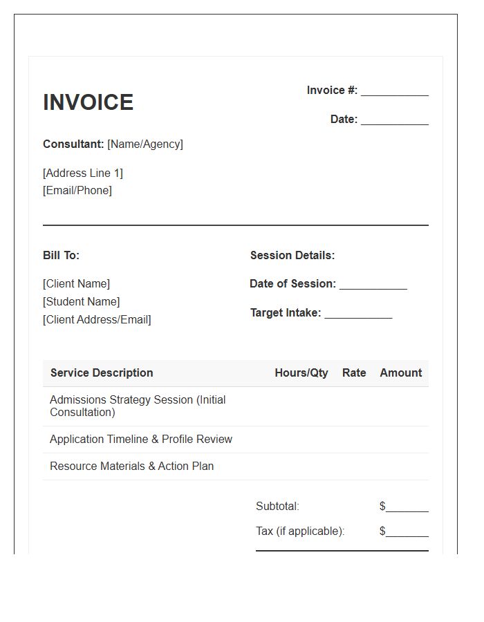 Admissions Strategy Session Invoice Template