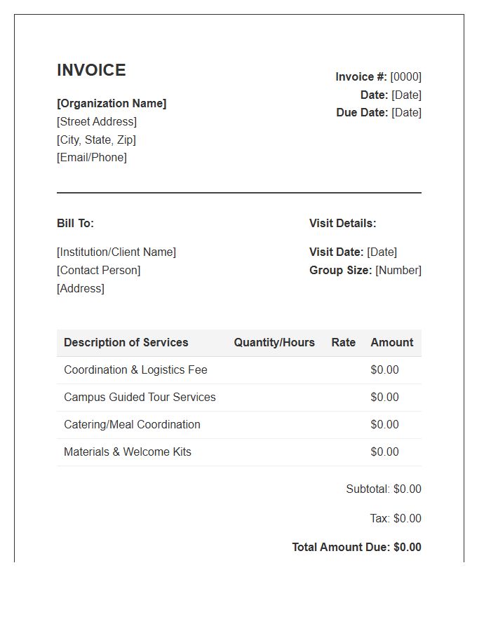 Campus Visit Coordination Invoice Template