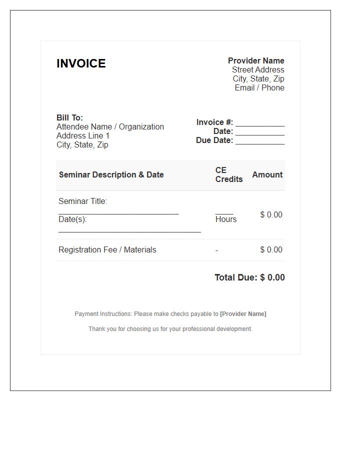 Continuing Education Seminar Invoice Template
