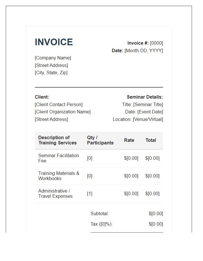 Corporate Training Seminar Invoice Template