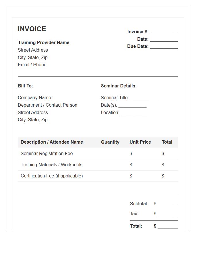 Employee Skill Seminar Invoice Template