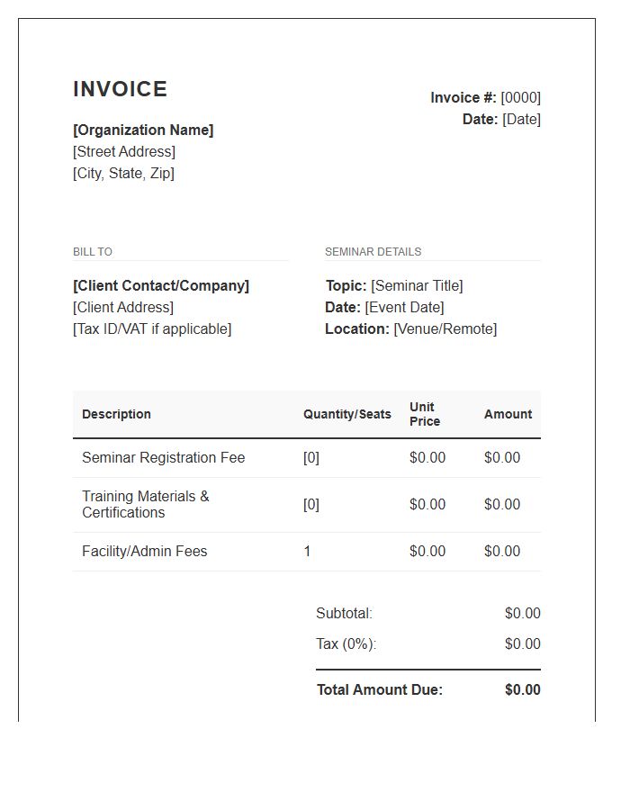 Industry Skills Seminar Invoice Template