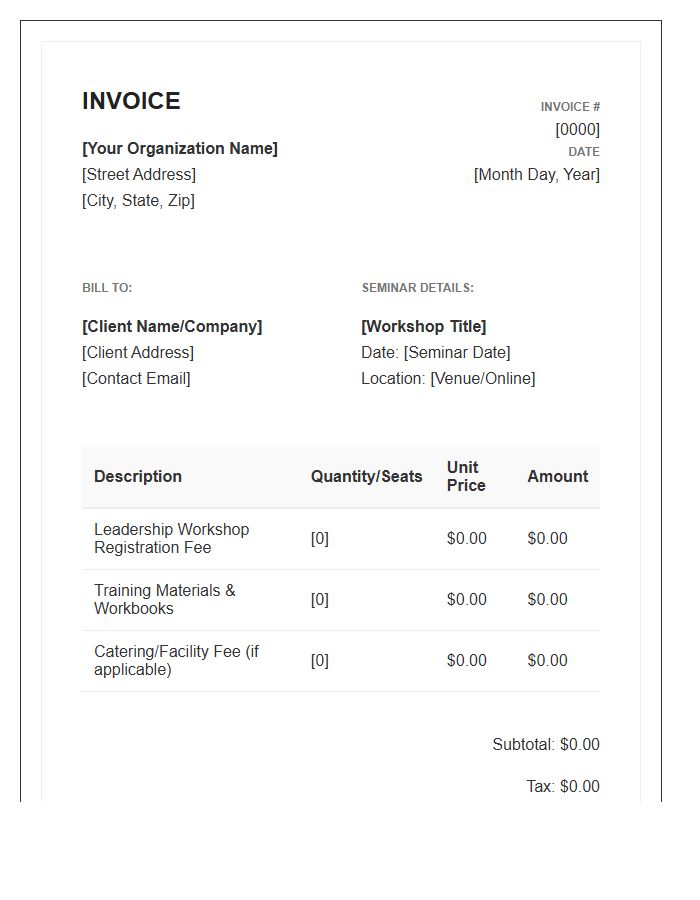 Leadership Workshop Seminar Invoice Template