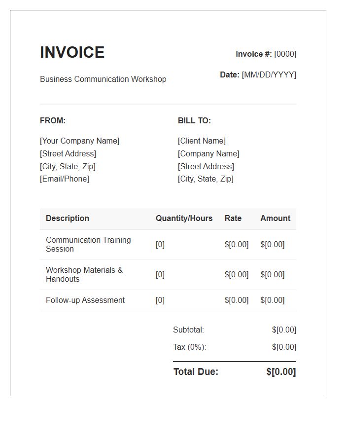 Business Communication Workshop Invoice Template