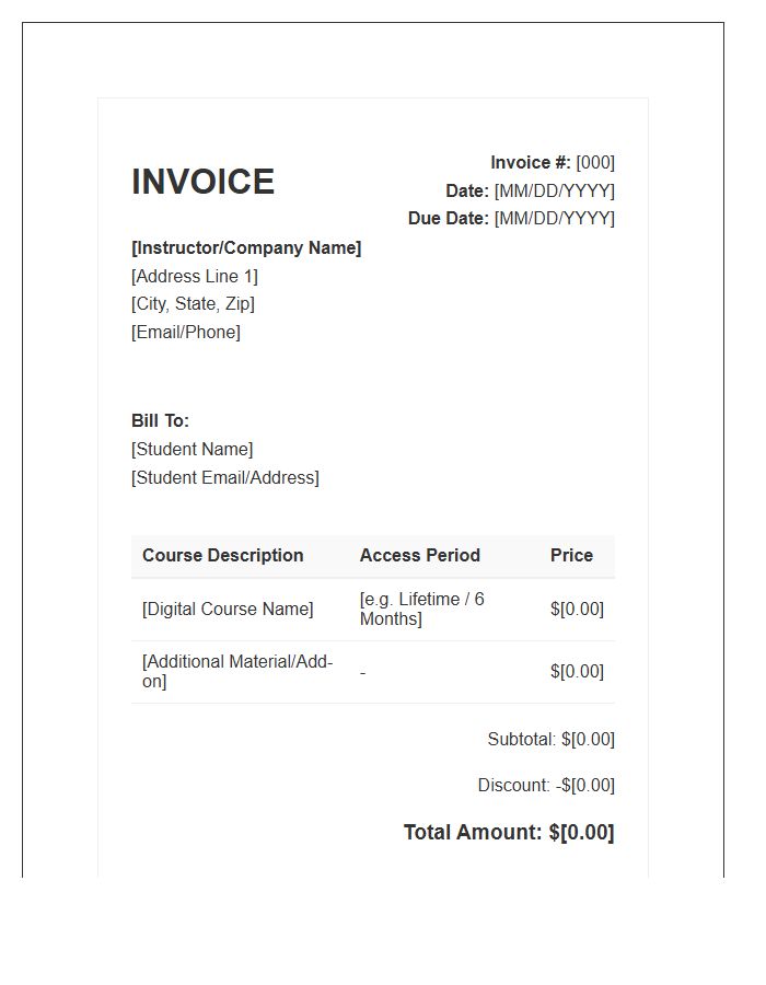 Digital Learning Course Invoice Template
