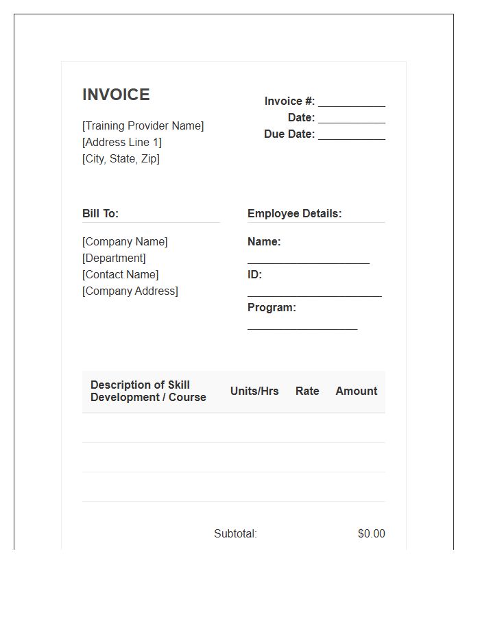 Employee Skill Development Invoice Template