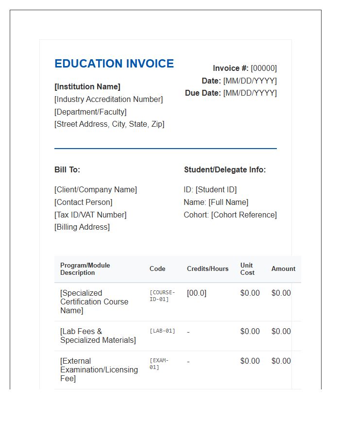 Specialized Industry Education Invoice Template