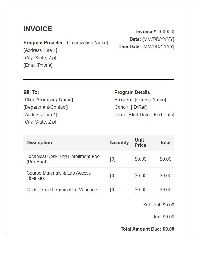Technical Upskilling Program Invoice Template
