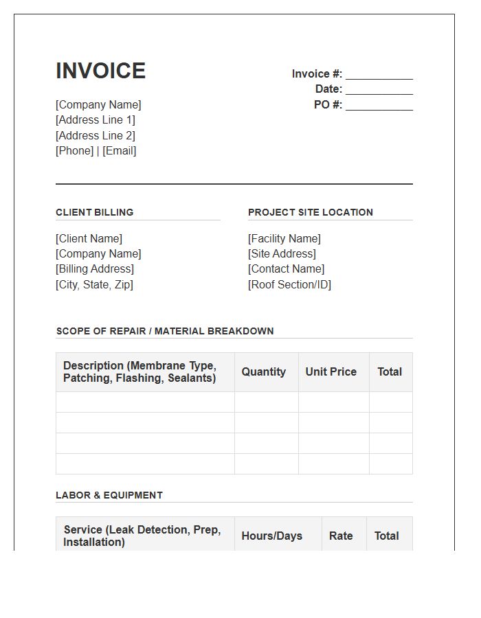 Commercial Flat Roof Repair Invoice Template