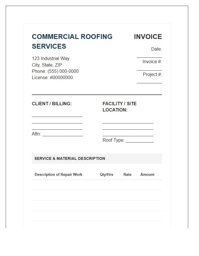 Commercial Roofing Repair Service Invoice Template