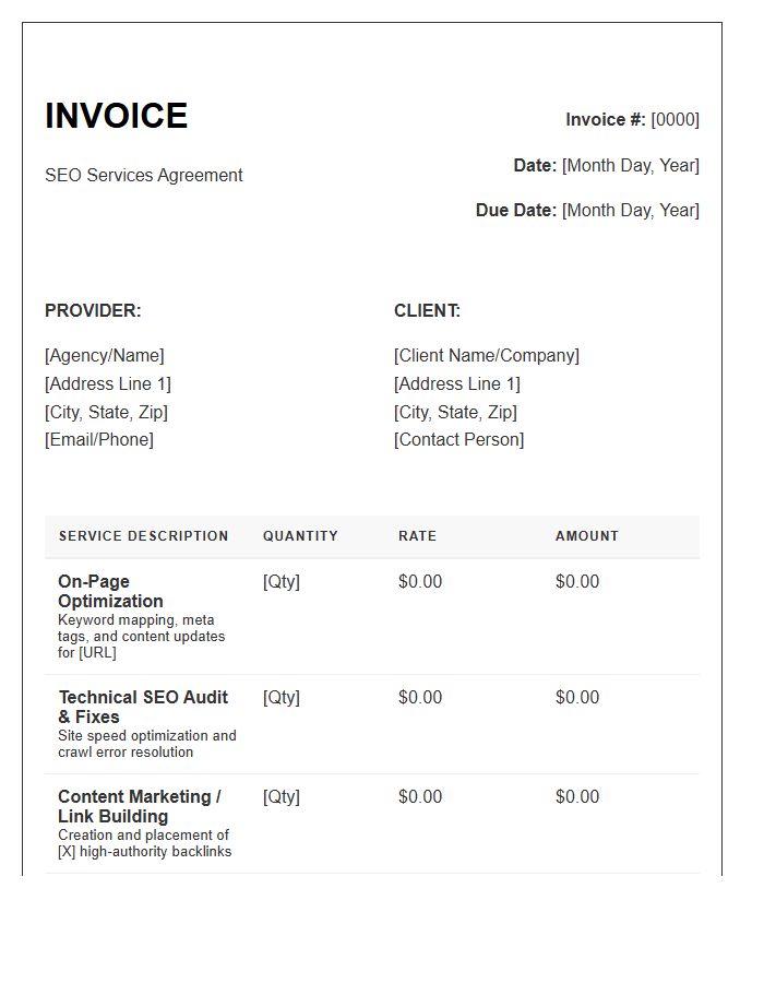 SEO Services Agreement Invoice Template