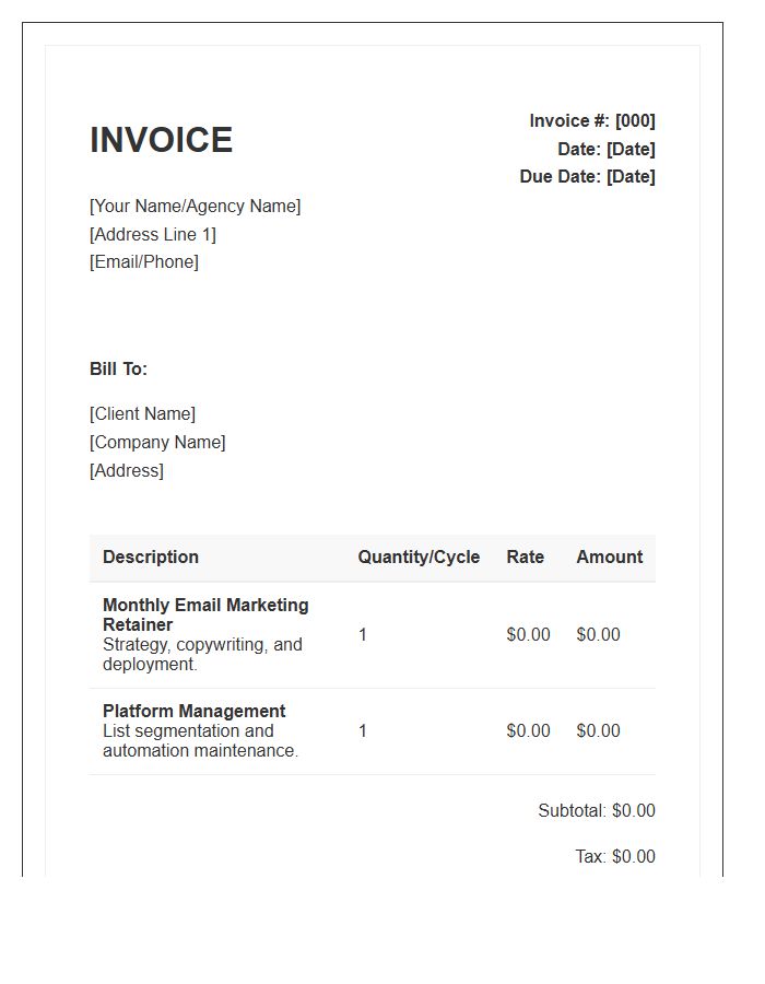 Email Marketing Retainer Invoice Template