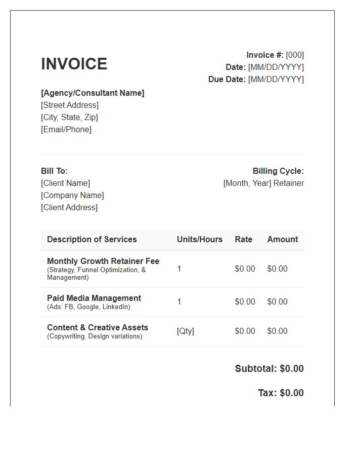 Growth Marketing Retainer Invoice Template