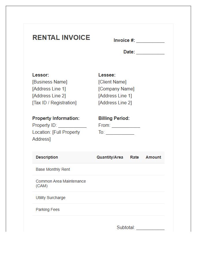 Business Property Rental Invoice Template