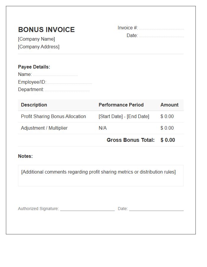 Profit Sharing Bonus Invoice Template