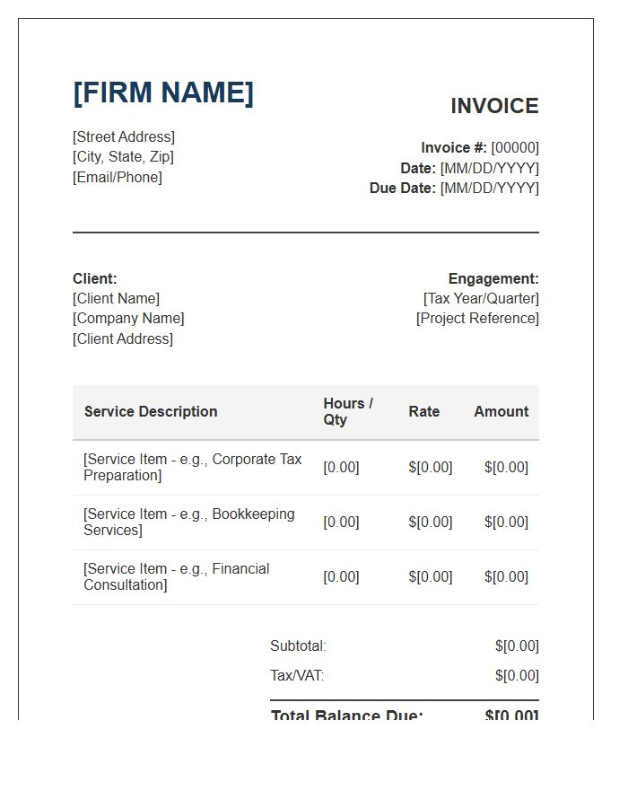 Accounting Firm Service Invoice Template