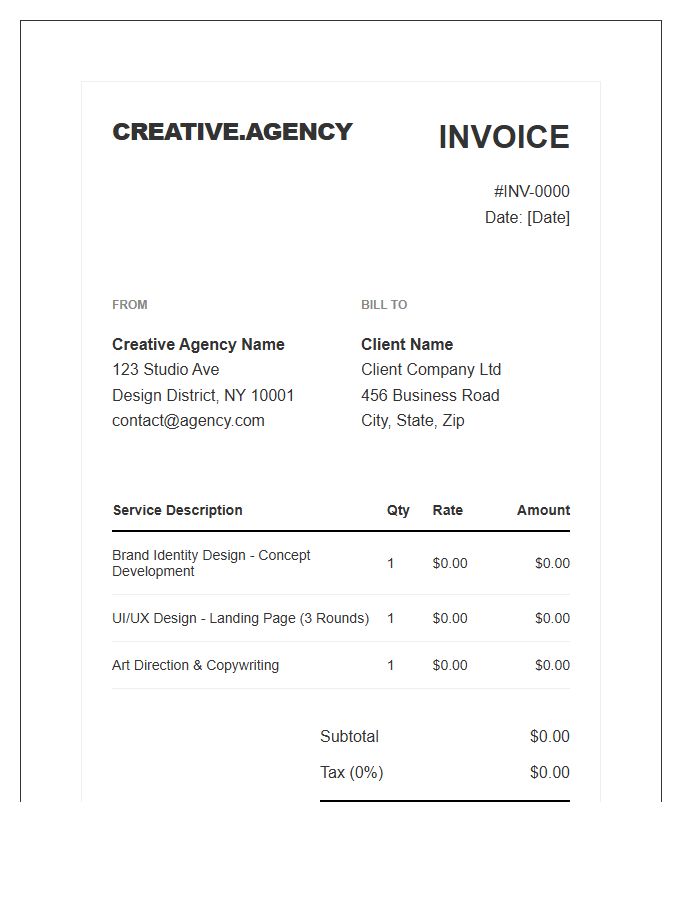 Creative Agency Sales Invoice Template