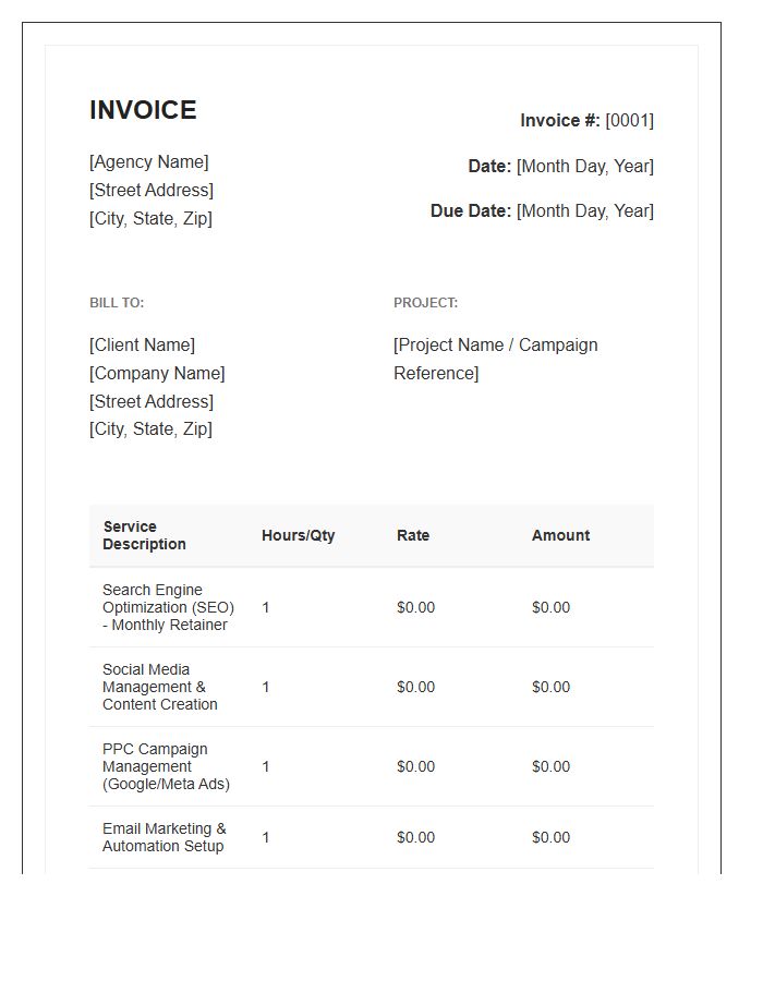 Digital Marketing Service Invoice Template
