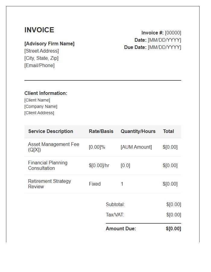 Financial Advisory Service Invoice Template