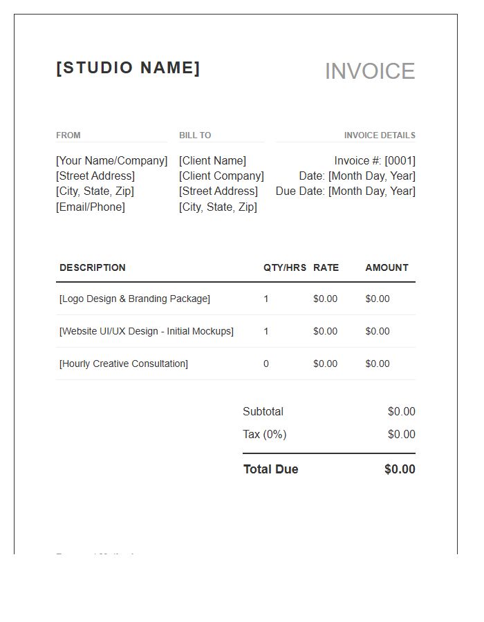 Graphic Design Sales Invoice Template