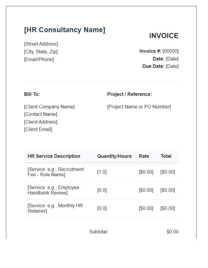 Human Resources Service Invoice Template