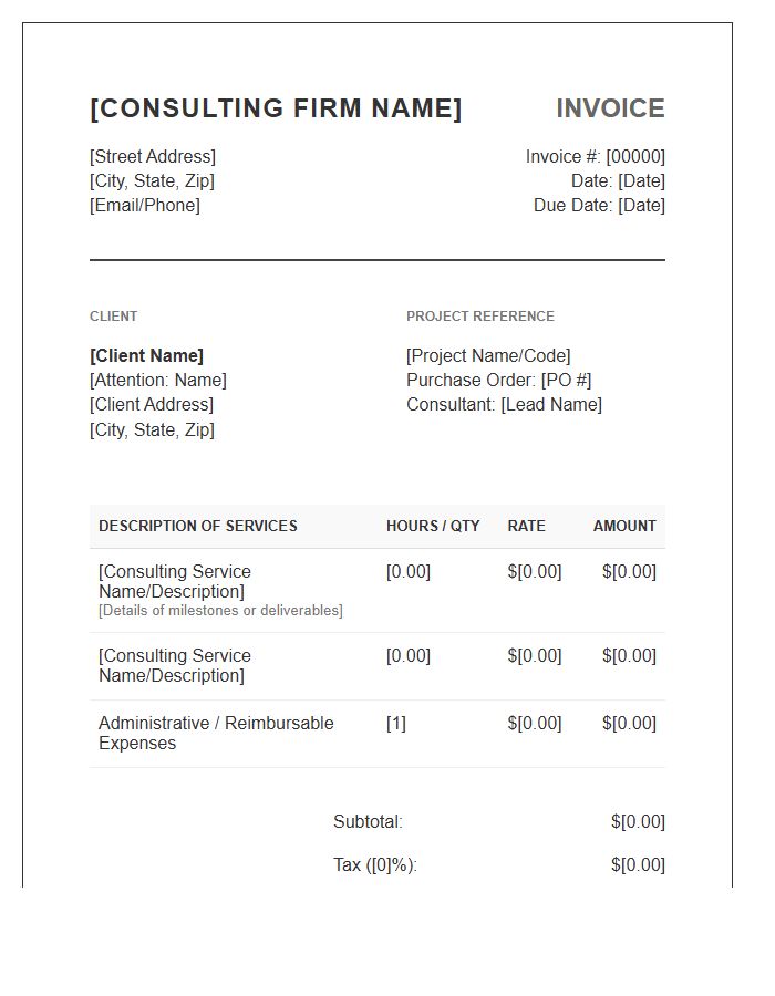 Management Consulting Sales Invoice Template