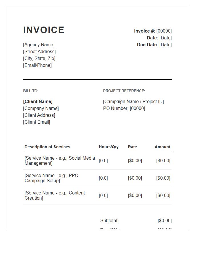 Marketing Agency Sales Invoice Template