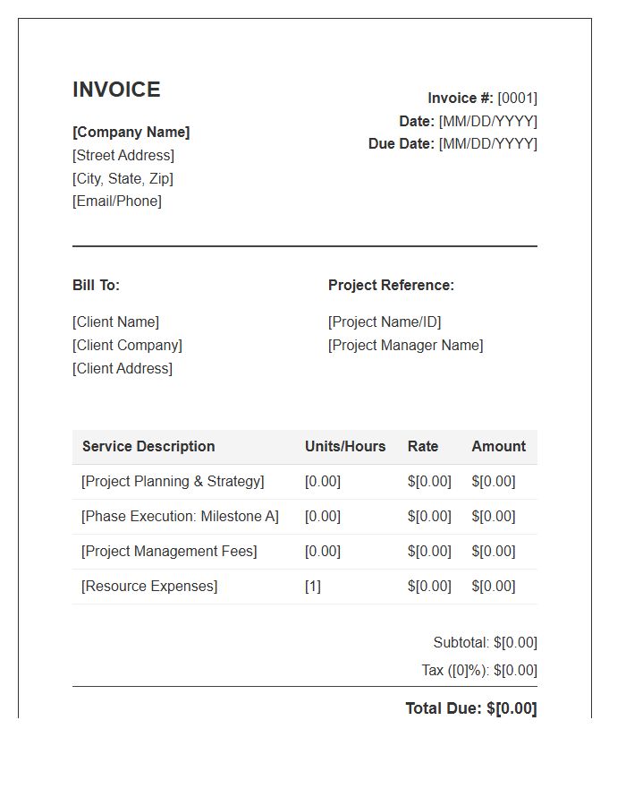 Project Management Sales Invoice Template