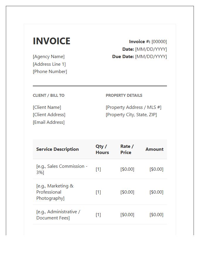 Real Estate Service Invoice Template