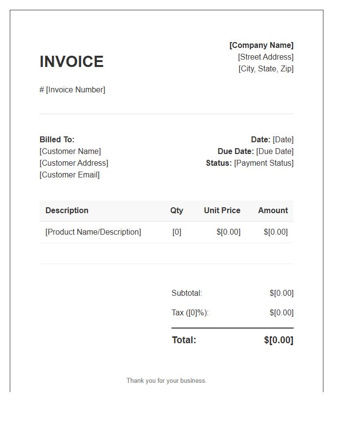 Automated Product Sales Invoice Template