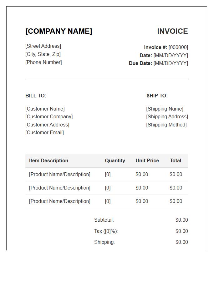 Official Corporate Product Sales Invoice Template
