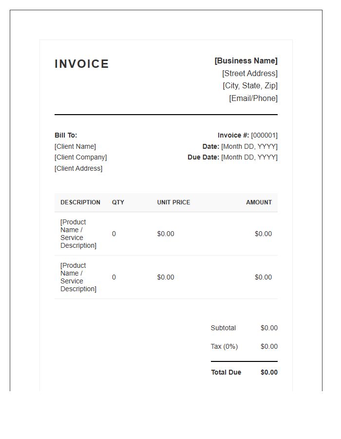 Premium Business Product Sales Invoice Template