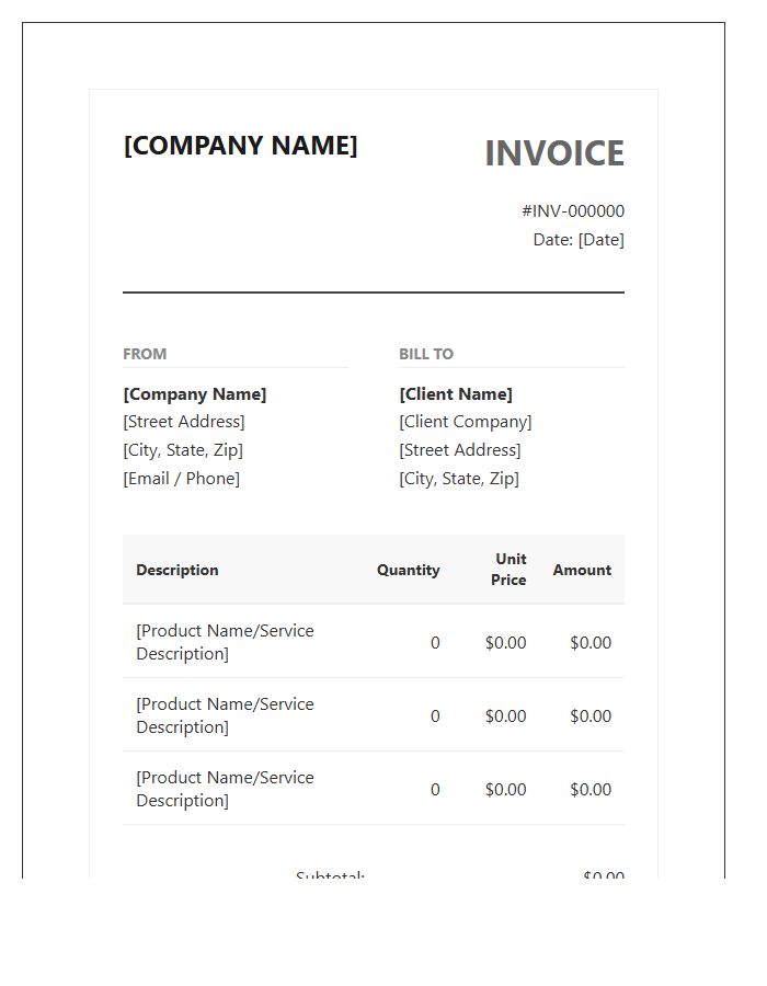 Professional Corporate Product Sales Invoice Template