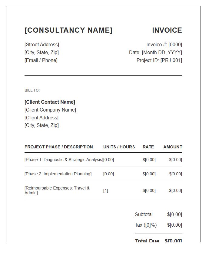 Management Consulting Project Fee Invoice Template