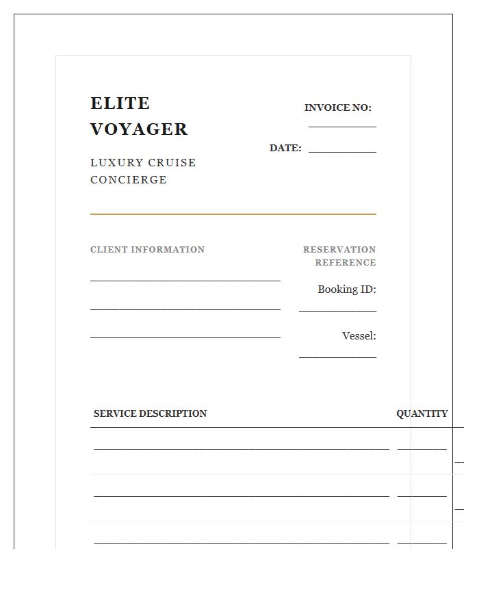 High End Cruise Agency Service Invoice Template