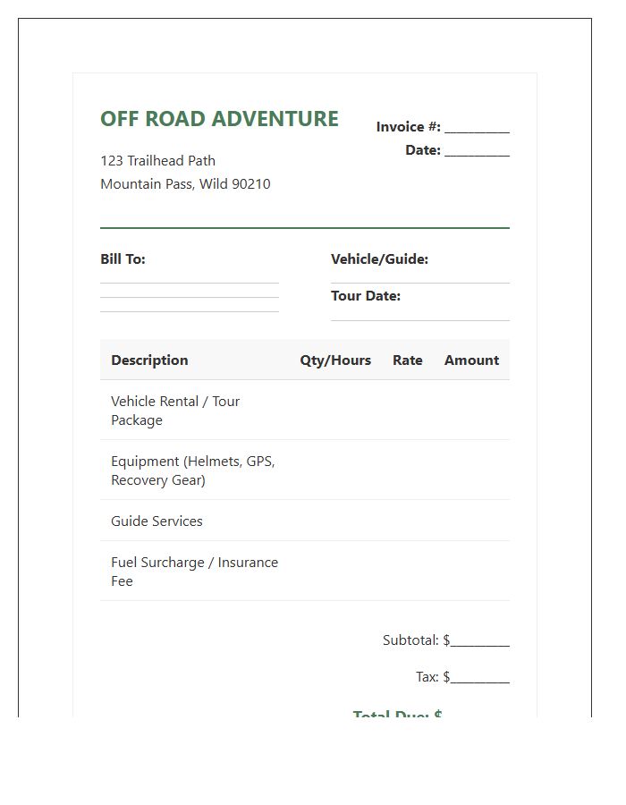 Off Road Adventure Invoice Template