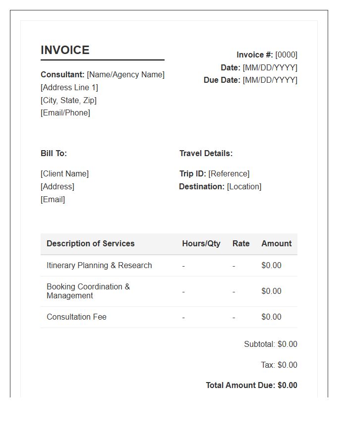 Travel Consultant Consulting Invoice Template